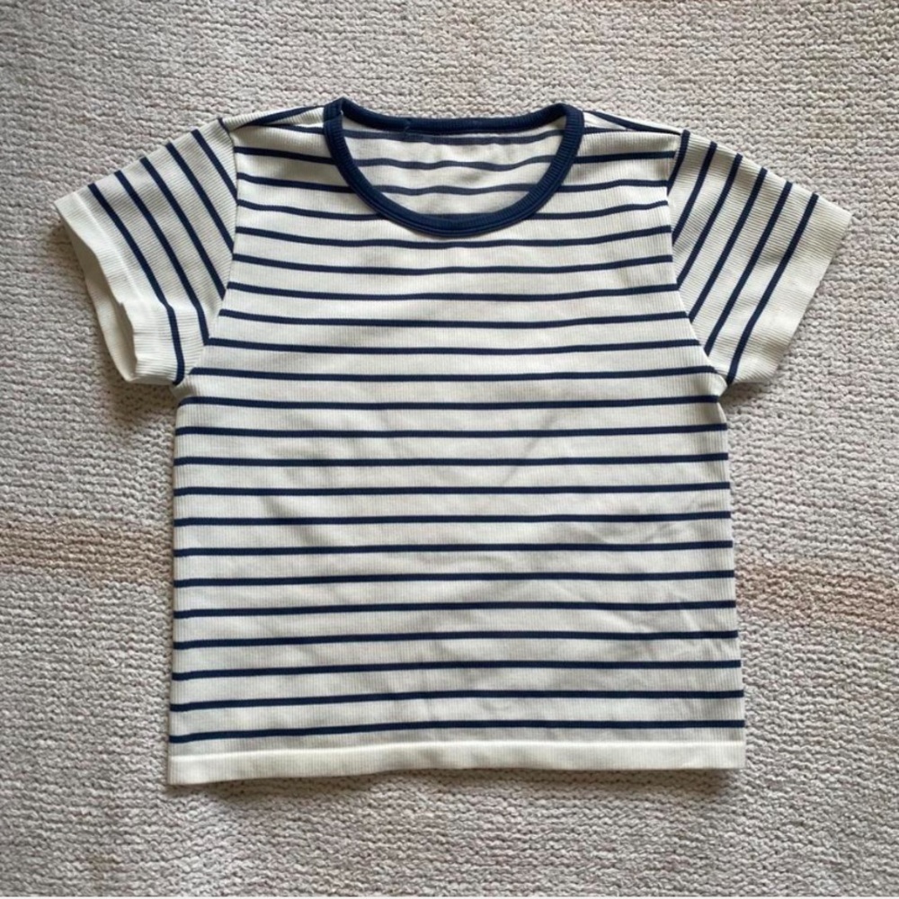Blue Striped Crop Top